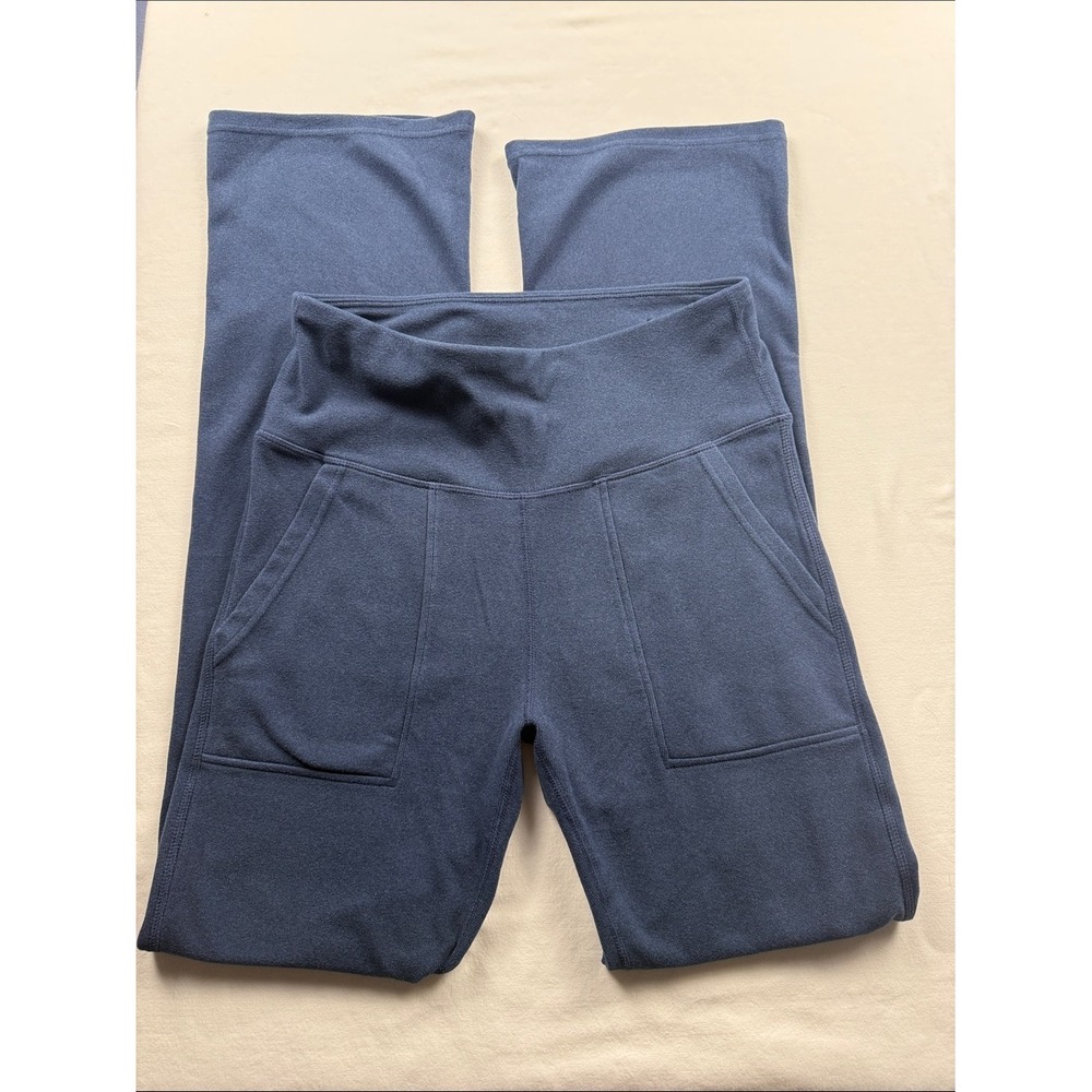 Otos New York Pants Womens Size M Blue Flare Yoga Leggings Slant Pockets